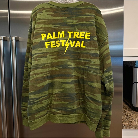 NWT Aviator Nation Palm Tree Festival Green Camo Crewneck Sweatshirt relaxed - Picture 9 of 14